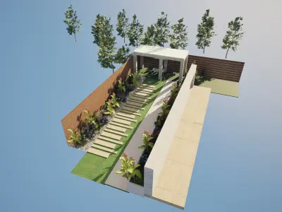Linear Backyard Garden 3d model 3D model