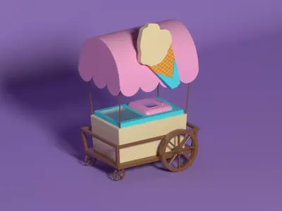 Ice Cream Cart  Low-poly 3D model