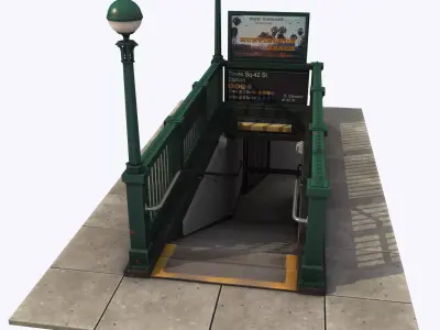 Subway Entrance PBR Low-poly 3D model Low-poly 3D model