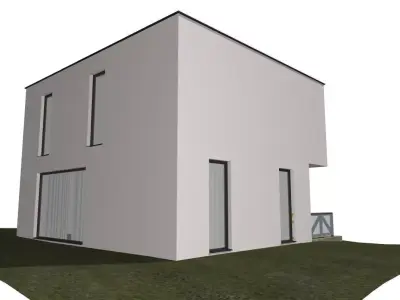 Modern Two Storey Minimalist House Design 3D model