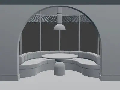 Round Nook Scene with Bell Table 3D model