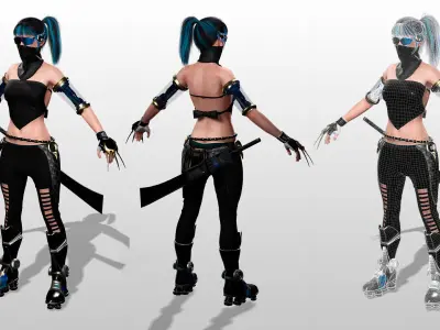 Cyberpunk Female Ninja Assassin Low-poly 3D model