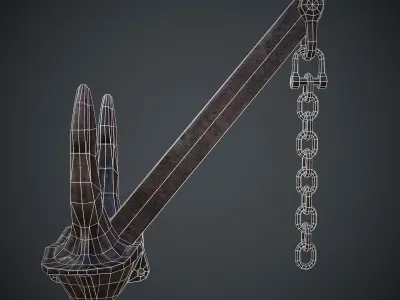Archor model anchor with chain Low-poly 3D model