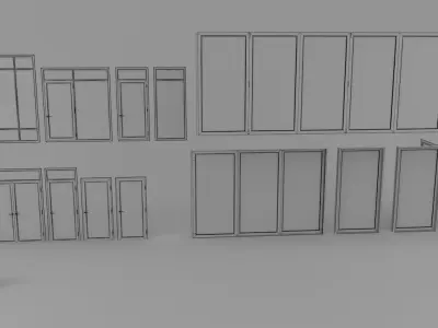 detailed doors and windows set and more 3D model