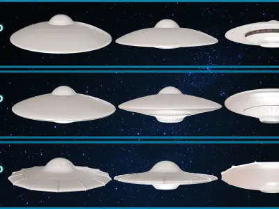 25 Sci Fi Flying Saucer UFO Base mesh V1 Low-poly 3D model