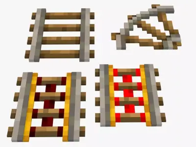 Minecraft Rail Low-poly 3D model