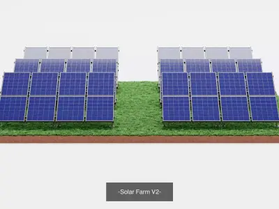4 Solar Farms Set - Photovoltaic Arrays with Terrain Bases 3D Model Pack
