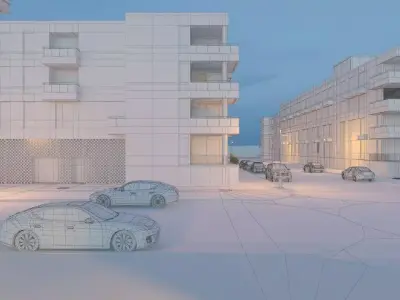 Night City Street with Cars 3D model