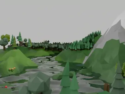Pine forest low poly Low-poly 3D model