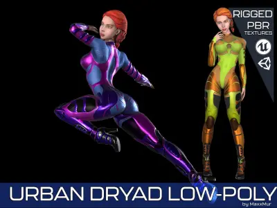 Urban Dryad Low-Poly Game Ready 3D model Low-poly 3D model