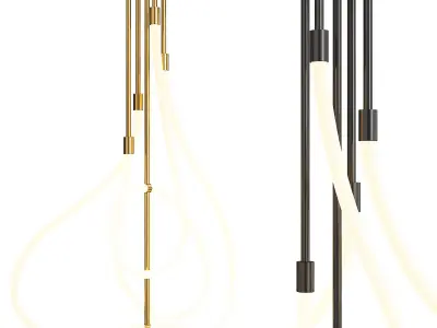 GLORIFY C modern pendant light with gold and lights Low-poly 3D model