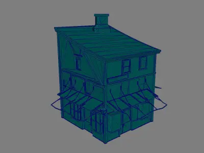 Corner House Low-poly 3D model