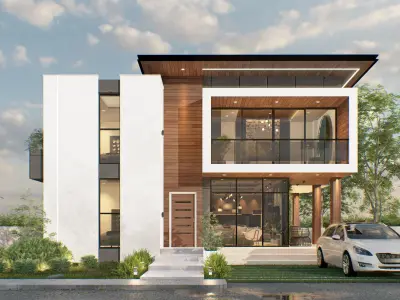 MODERN 2 STOREY HOUSE Low-poly 3D model