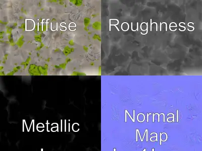 Mossy River Rock with Glossy Surface model pack Low-poly 3D model