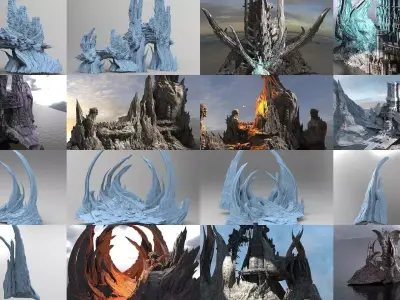 Fantasy Cliffs Collection 1 3D Model Pack