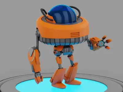 Toon Robot rigged - animated character 3D model