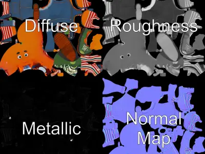 Orangey Character Rigged and Animated in Overalls Low-poly 3D model