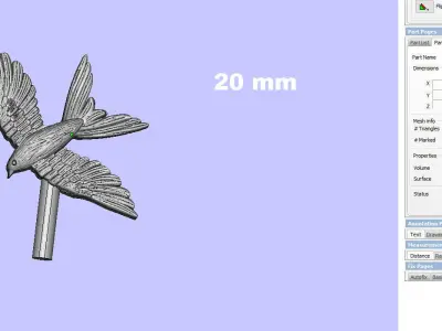 fly bird pendant 3D print model