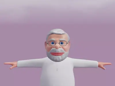Cartoon Narendra Modi 3d Character model Low-poly 3D model Low-poly 3D model