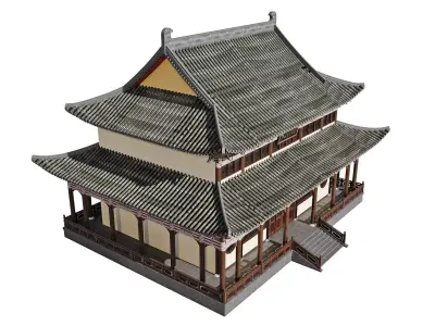 Japanese Temple Hall 3D model
