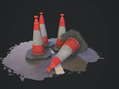 Stylized Traffic Cone Low-poly 3D model