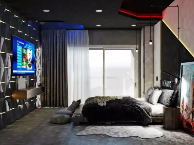 Bedroom gamer 3D model