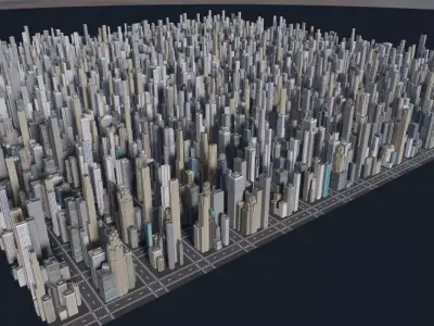 City Downtown Skyscraper Low-poly 3D model