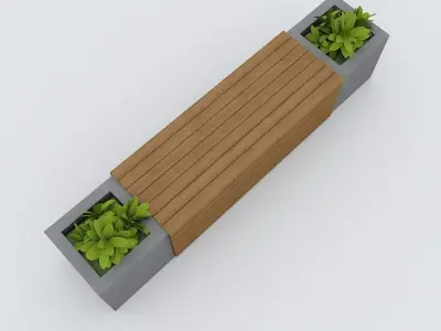 Modern Bench Street and Garden 6 3D model