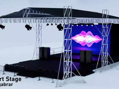 Concert Stage 3D Model Low-poly 3D model