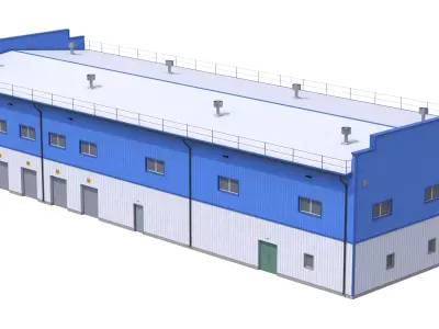 Industrial Building 17 Blue Low-poly 3D model