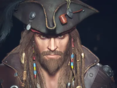  Pirate PBR Rigged 3D Character Unity 