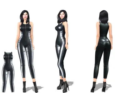 Black Leather Bodysuit Low-poly 3D model