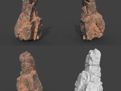 Low poly Desert Cliff Modular 211219 Low-poly 3D model