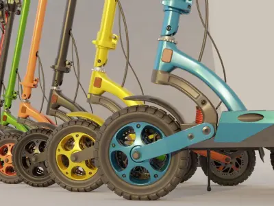 Low-poly off-road electric scooter All colors 3D Model Pack