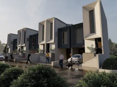 Modern House Design 5 5x17m 2 Floors Sketchup only 3D model