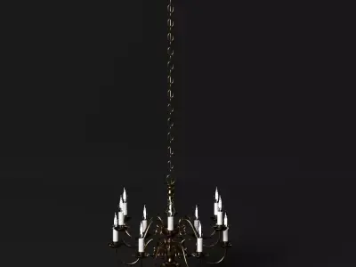 Chandelier with candles hanging from it 3D model