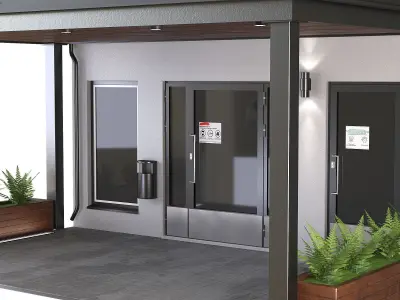 GateGroup covered patio with chairs and tables 3D model