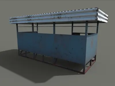 Abandoned Bus Stop Low-poly 3D model