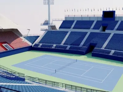 Dubai Tennis Stadium Low-poly 3D model