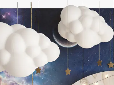 Decor for a children room in the style of space 3D model