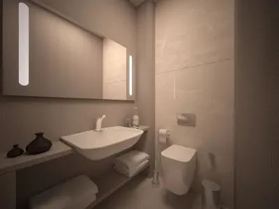 Modern Bathroom Scene  Low-poly 3D model