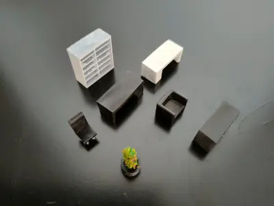 Office furniture for office interiour - H0 Scale  3D print model