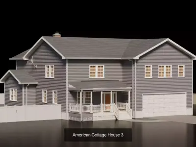 11 American Cottage House  3D Model Pack