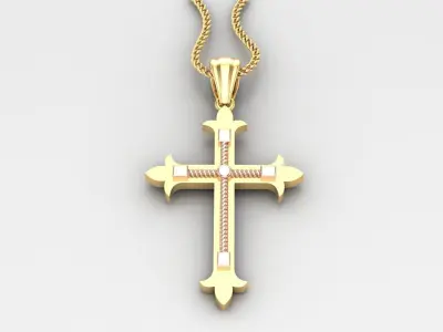 High Cross Pendant Light Gold 18K 4CP094 3D print model