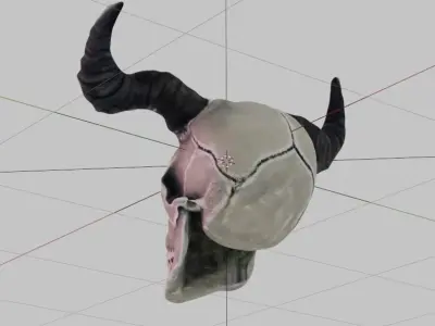 a skull with horns 3D model