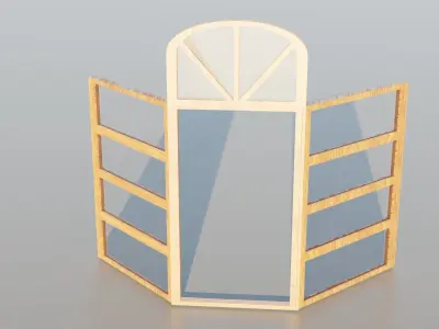 Opened Window Glass Free low-poly 3D model