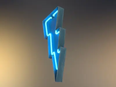 Lightning Bolt NEON Sign Low-poly 3D model