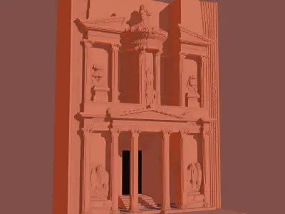 Voxel Treasury of Petra Low-poly 3D model