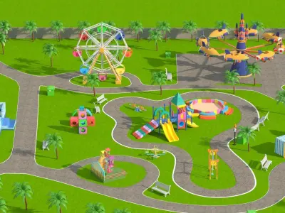 Park cartoon 3D model