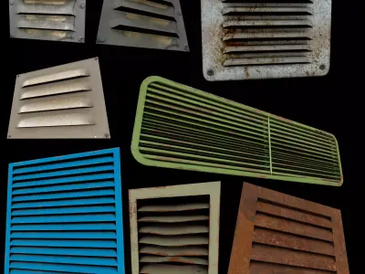 Set of air vents Low-poly 3D model